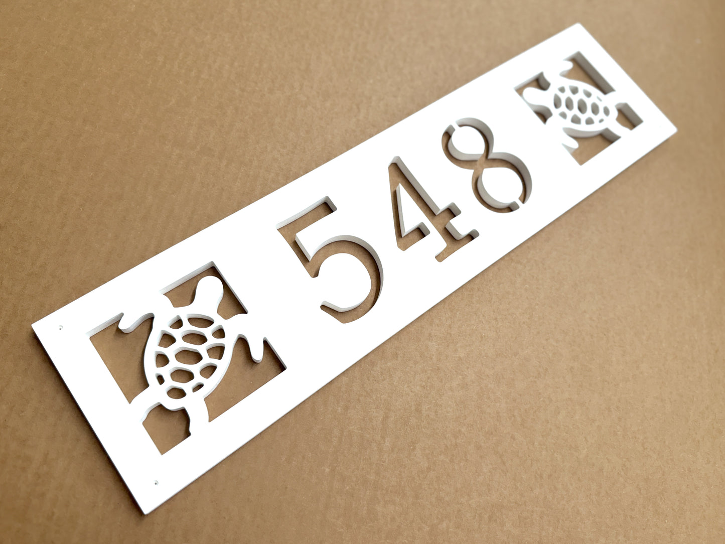 Custom Coastal House Number Sign with Sea Turtles – Weatherproof Beach House Address Plaque