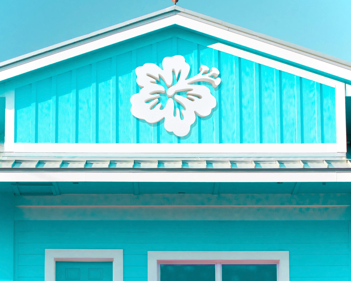 large outdoor hibiscus flower wall art sign, exterior tropical hibiscus flower