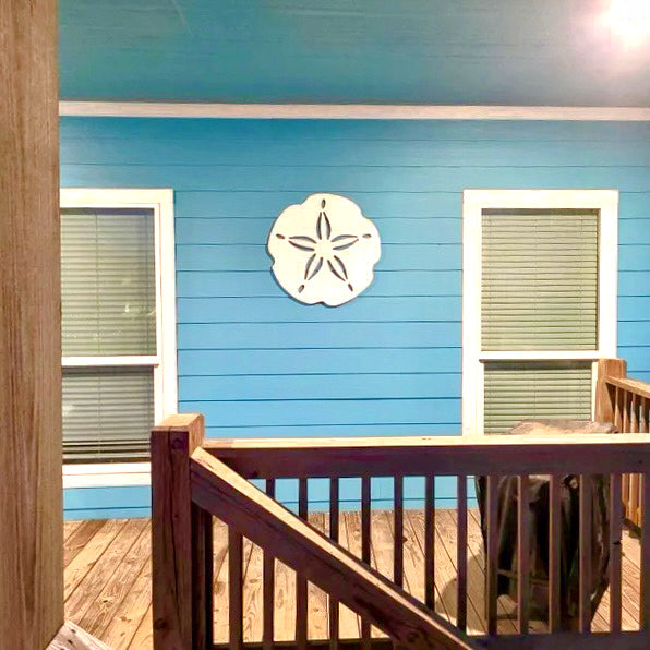 Outdoor Sand Dollar Wall Art Sign – Weatherproof Coastal Beach House Nautical Decor