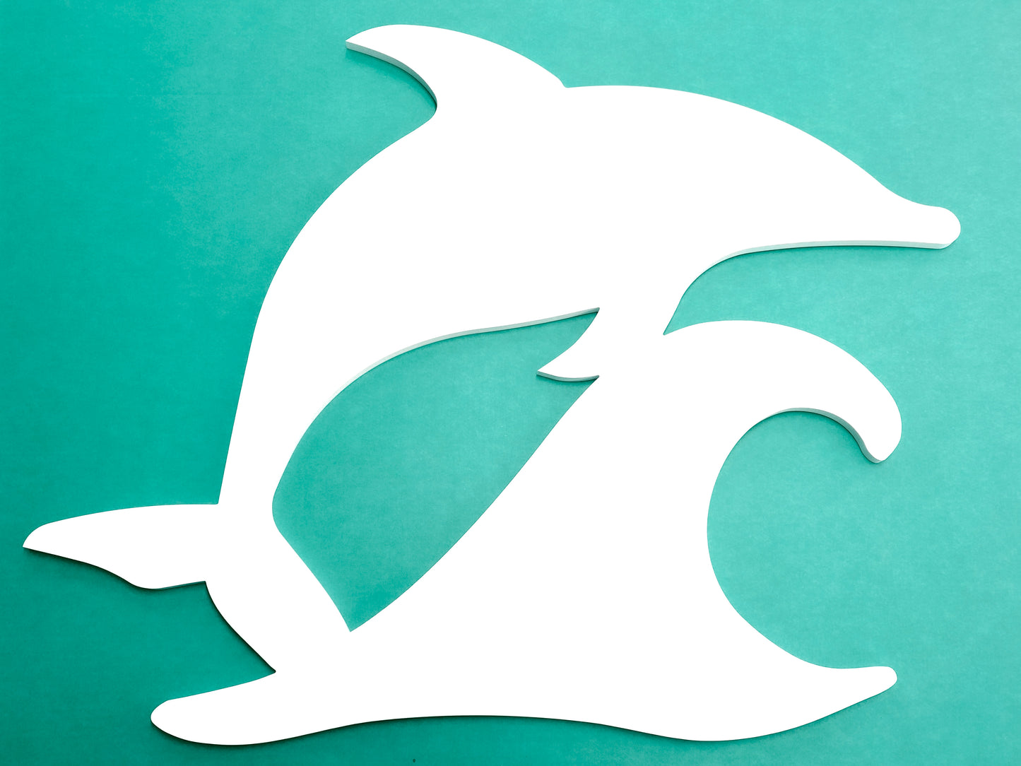 Outdoor Dolphin Jumping Wave Wall Art Sign – Weatherproof Coastal Beach House Nautical Decor