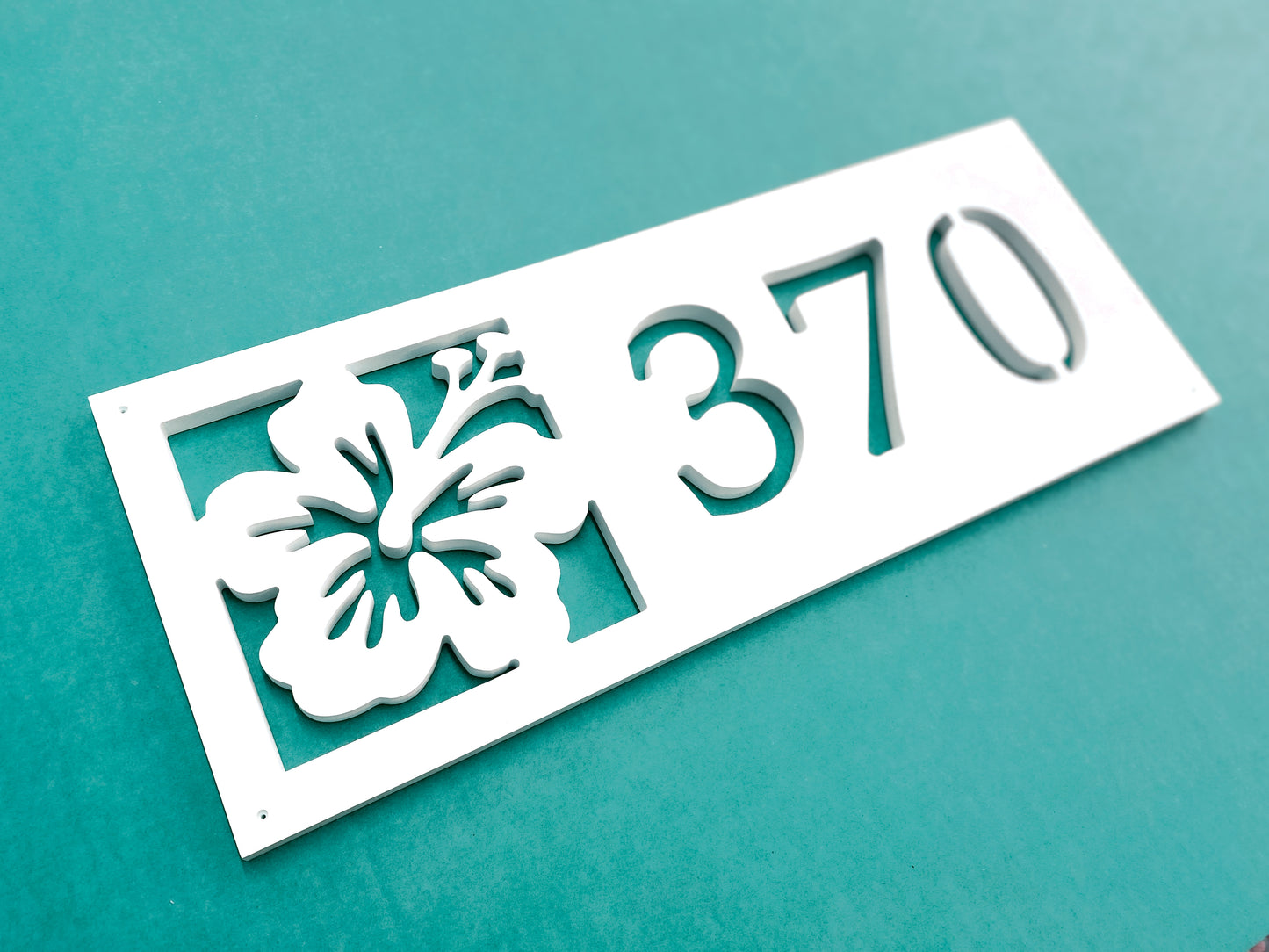 Weatherproof Hibiscus Flower Address Sign for Beach House, House Numbers for Outdoor Coastal Home Decor
