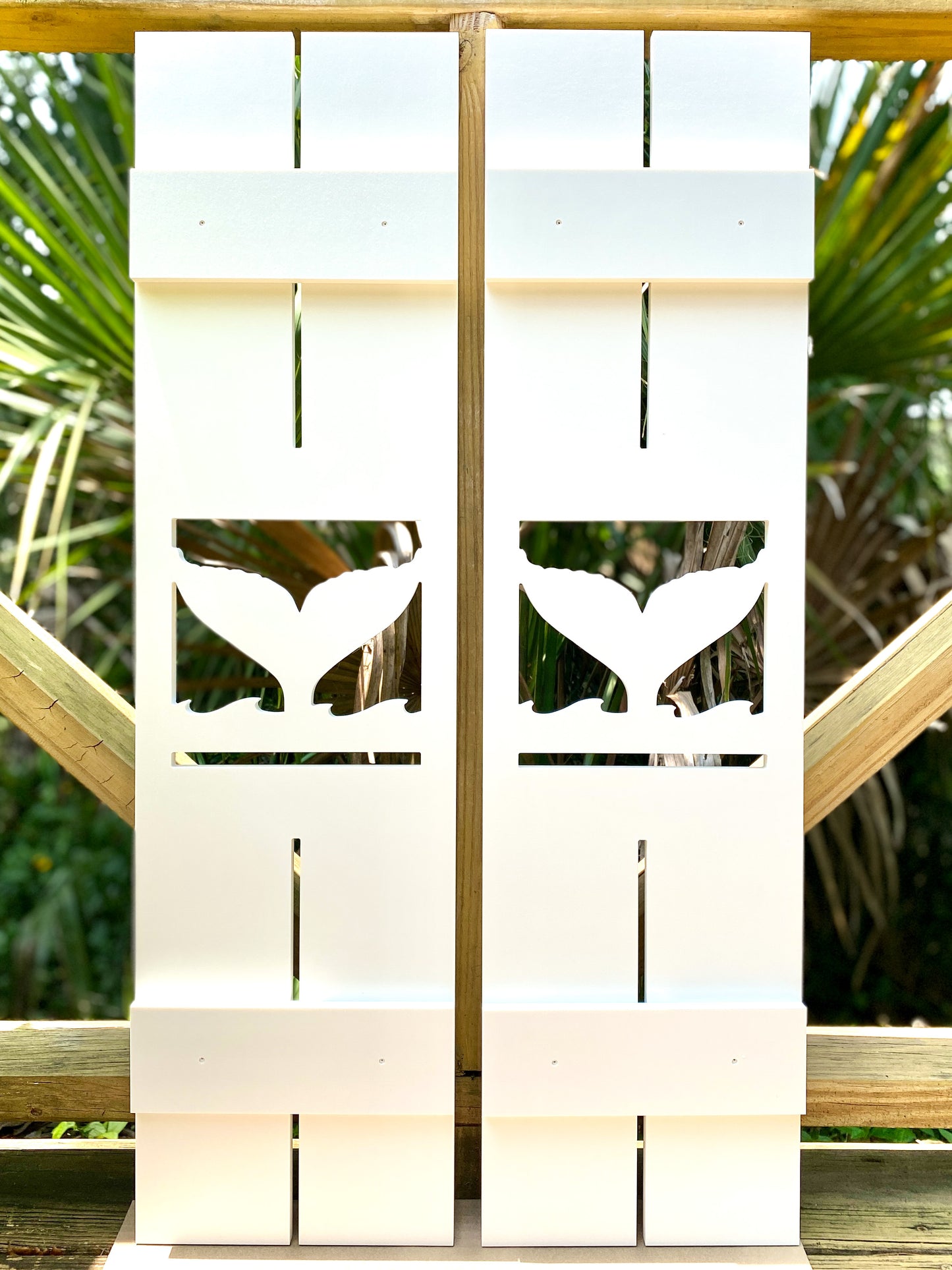 Weatherproof Whale Tail Window Shutters – Custom Beach House & Coastal Home Exterior Nautical Shutters (Sold Individually)