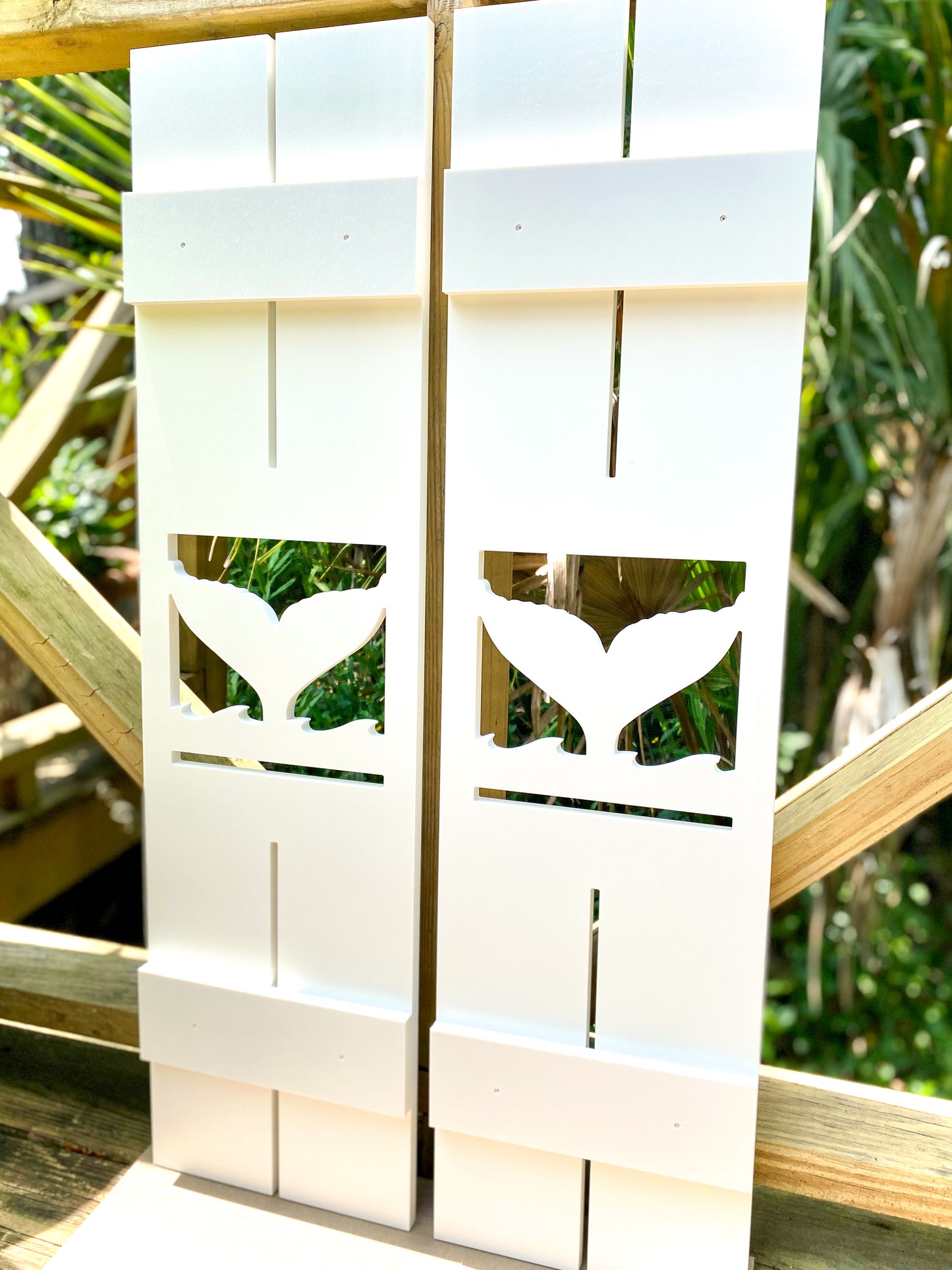 Weatherproof Whale Tail Window Shutters – Custom Beach House & Coastal Home Exterior Nautical Shutters (Sold Individually)