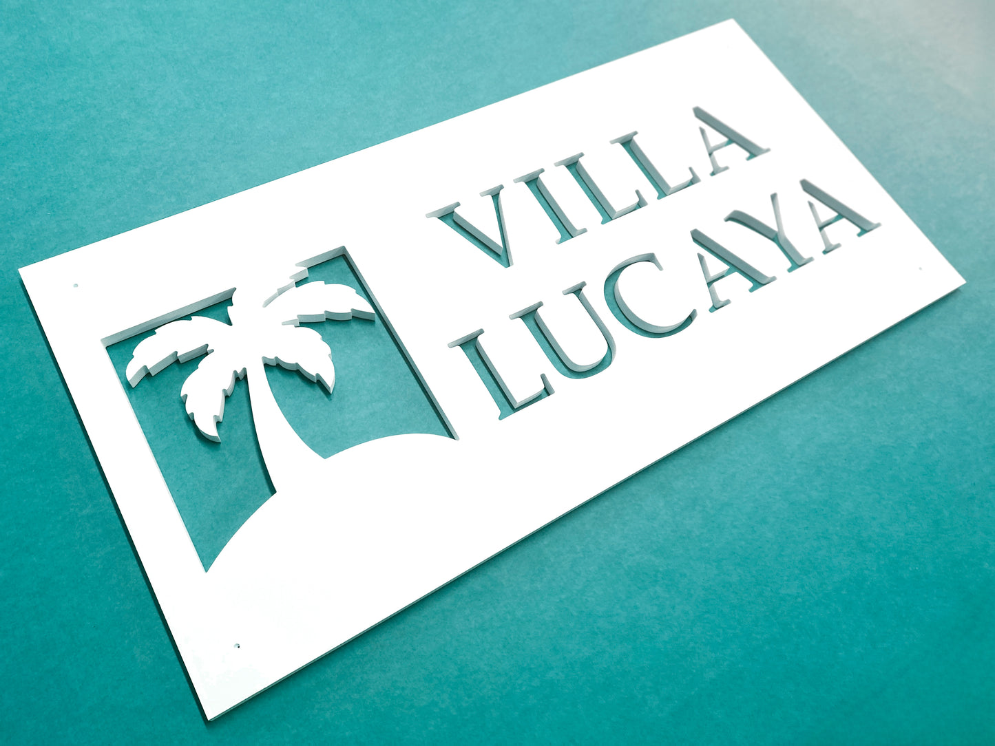 Custom Weatherproof Palm Tree House Name Sign, Outdoor Personalized Home Name Sign for Tropical Beach House or Coastal Home, Vacation Rental Property Sign