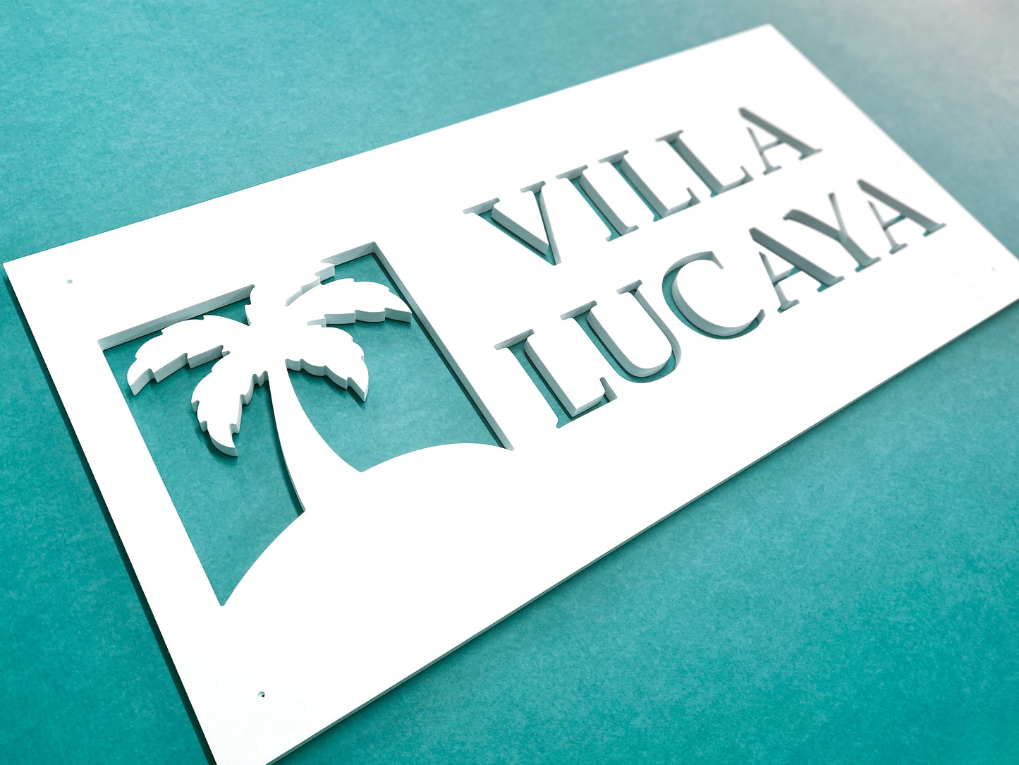 Custom Weatherproof Palm Tree House Name Sign, Outdoor Personalized Home Name Sign for Tropical Beach House or Coastal Home, Vacation Rental Property Sign