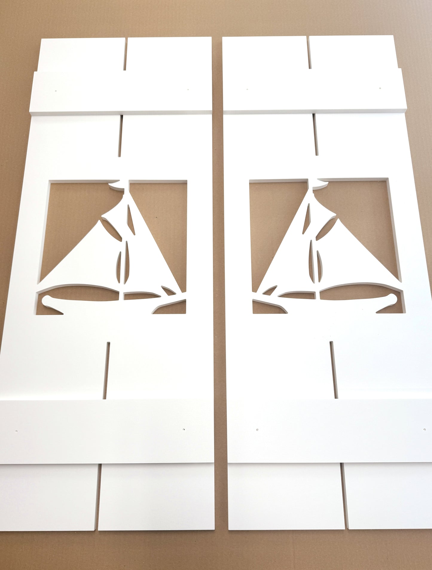 Weatherproof Sailboat Window Shutters for Outdoor Beach House or Coastal Home Decor (Standard Shutter Size)