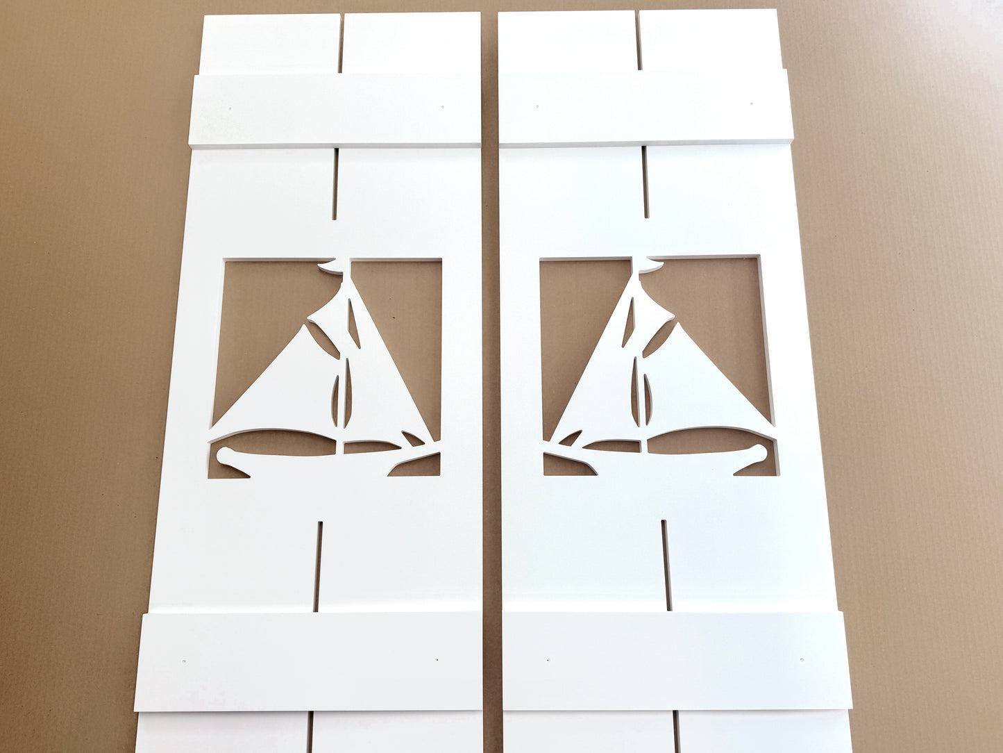 Weatherproof Sailboat Window Shutters for Outdoor Beach House or Coastal Home Decor (Standard Shutter Size)