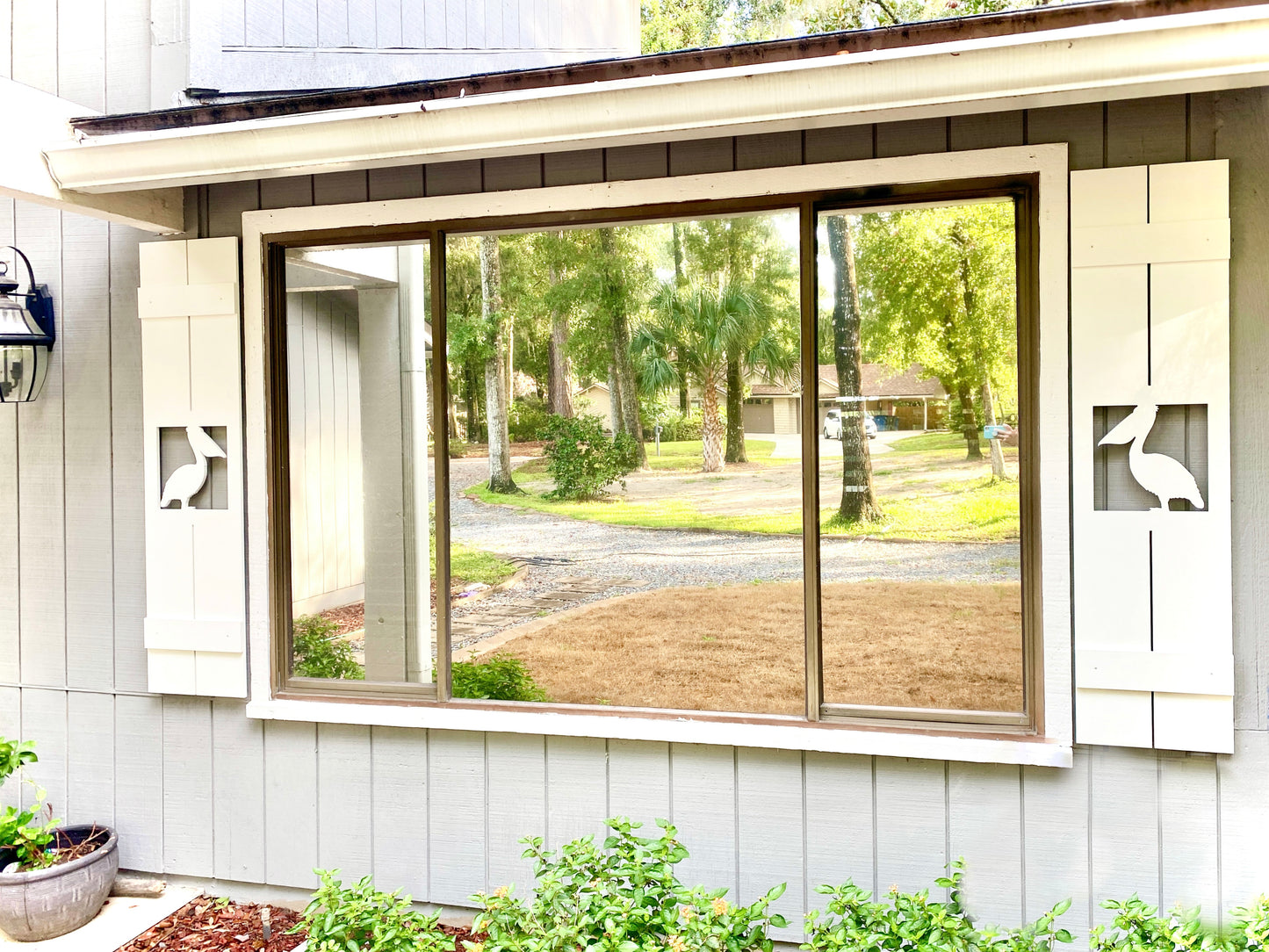 Weatherproof Pelican Bird Window Shutters – Custom Beach House & Coastal Home Exterior Nautical Shutters (Sold Individually)