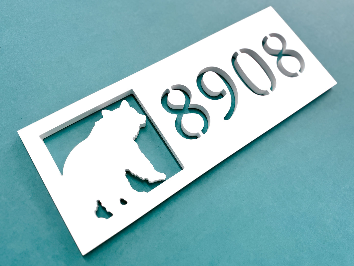 Weatherproof Bear Address Sign, House Numbers for Mountain Cabin, Exterior Woodland Animal Address Plaque