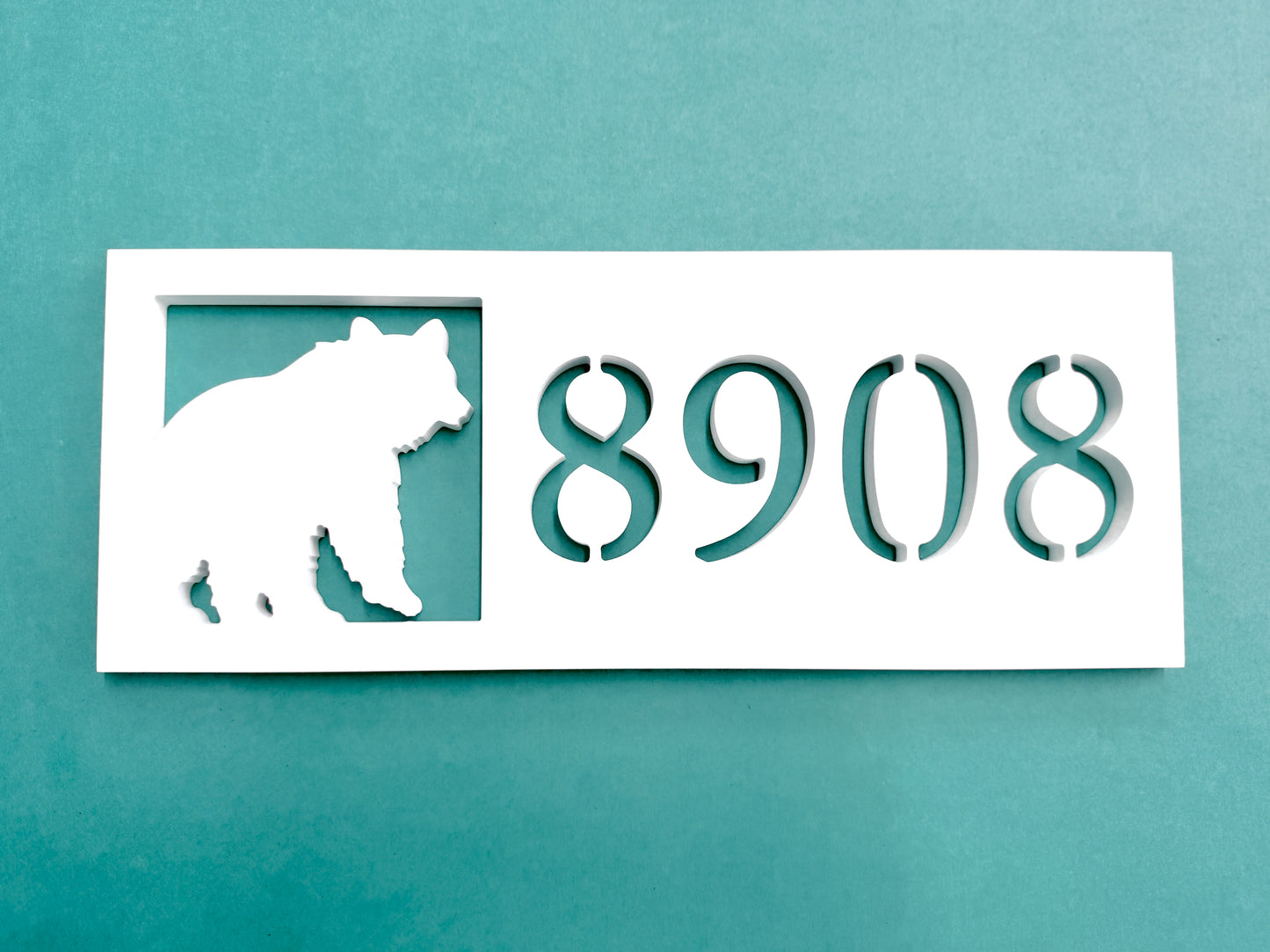 bear address sign for cabin, exterior mountain home decor, outdoor woodland animal house numbers