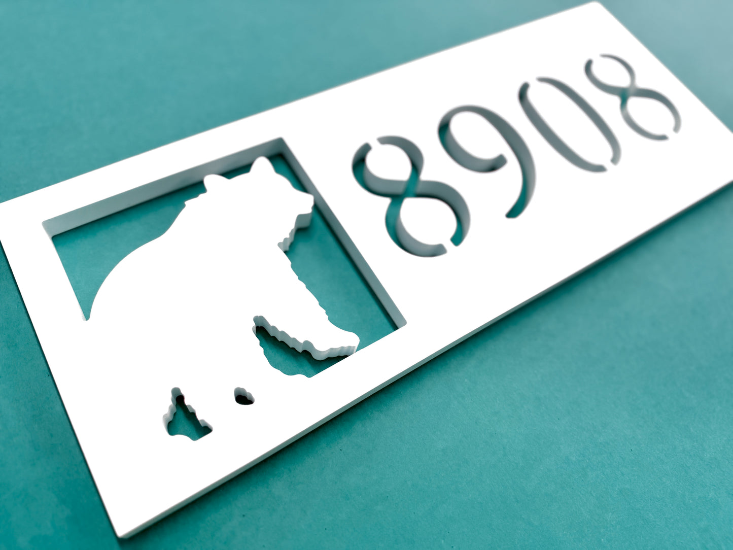 Weatherproof Bear Address Sign, House Numbers for Mountain Cabin, Exterior Woodland Animal Address Plaque