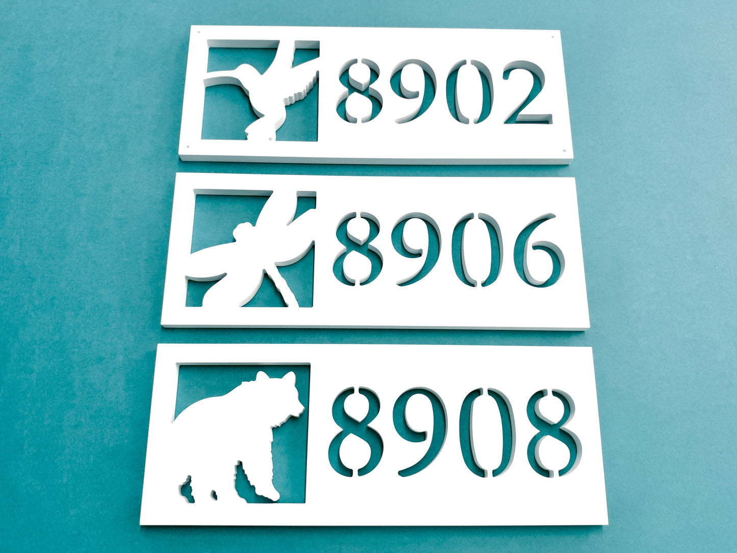 Weatherproof Hummingbird Address Sign, House Numbers for Lake House, River Home, Mountain Cabin or Coastal Home, Exterior Bird Home Decor