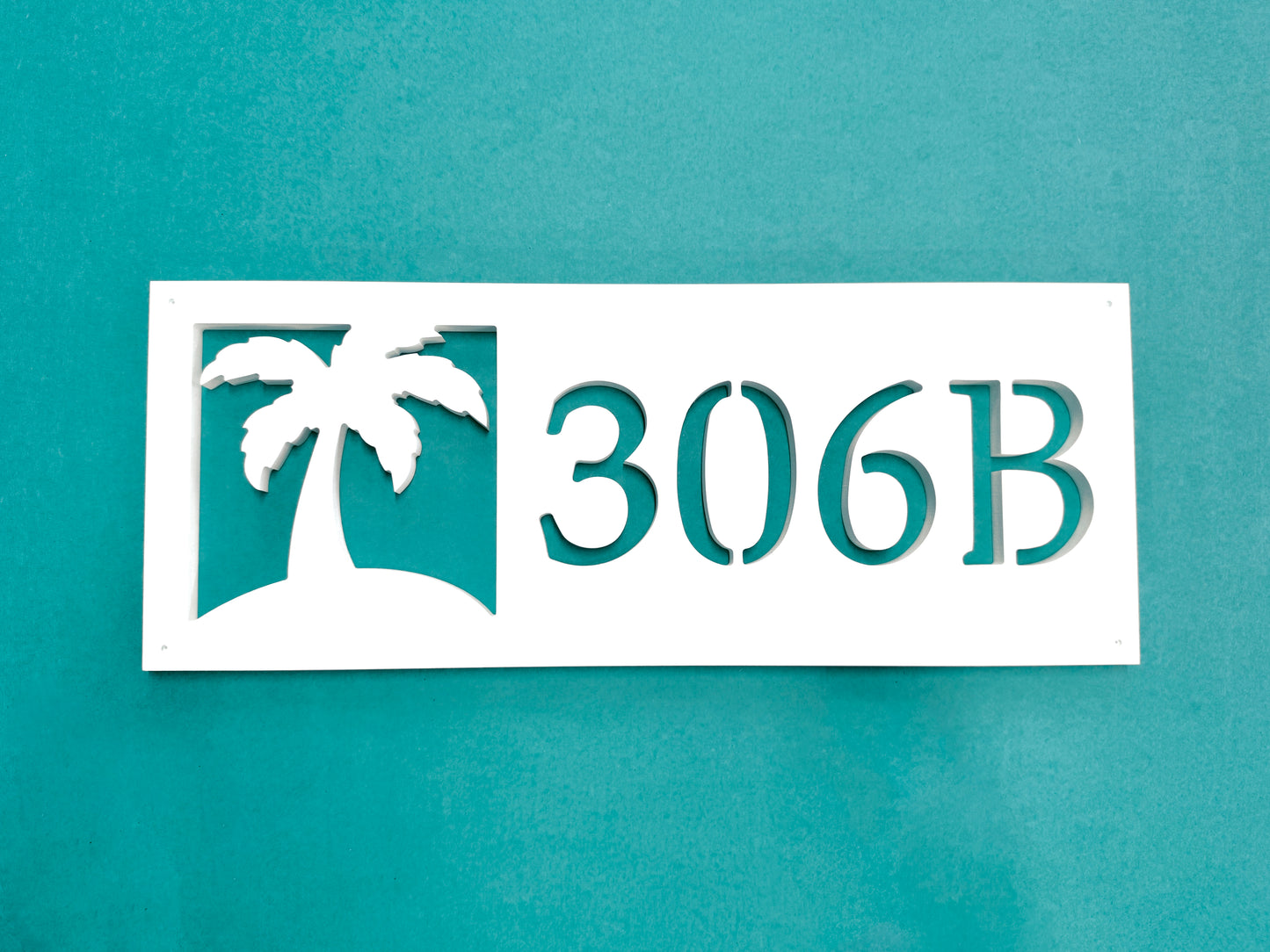 Weatherproof Tropical Palm Tree Address Sign for Beach House, House Numbers for Outdoor Coastal Home Decor