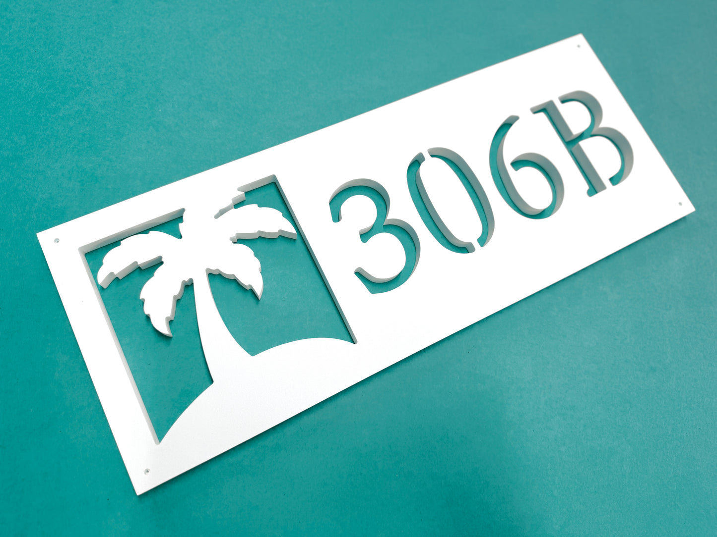 Weatherproof Tropical Palm Tree Address Sign for Beach House, House Numbers for Outdoor Coastal Home Decor