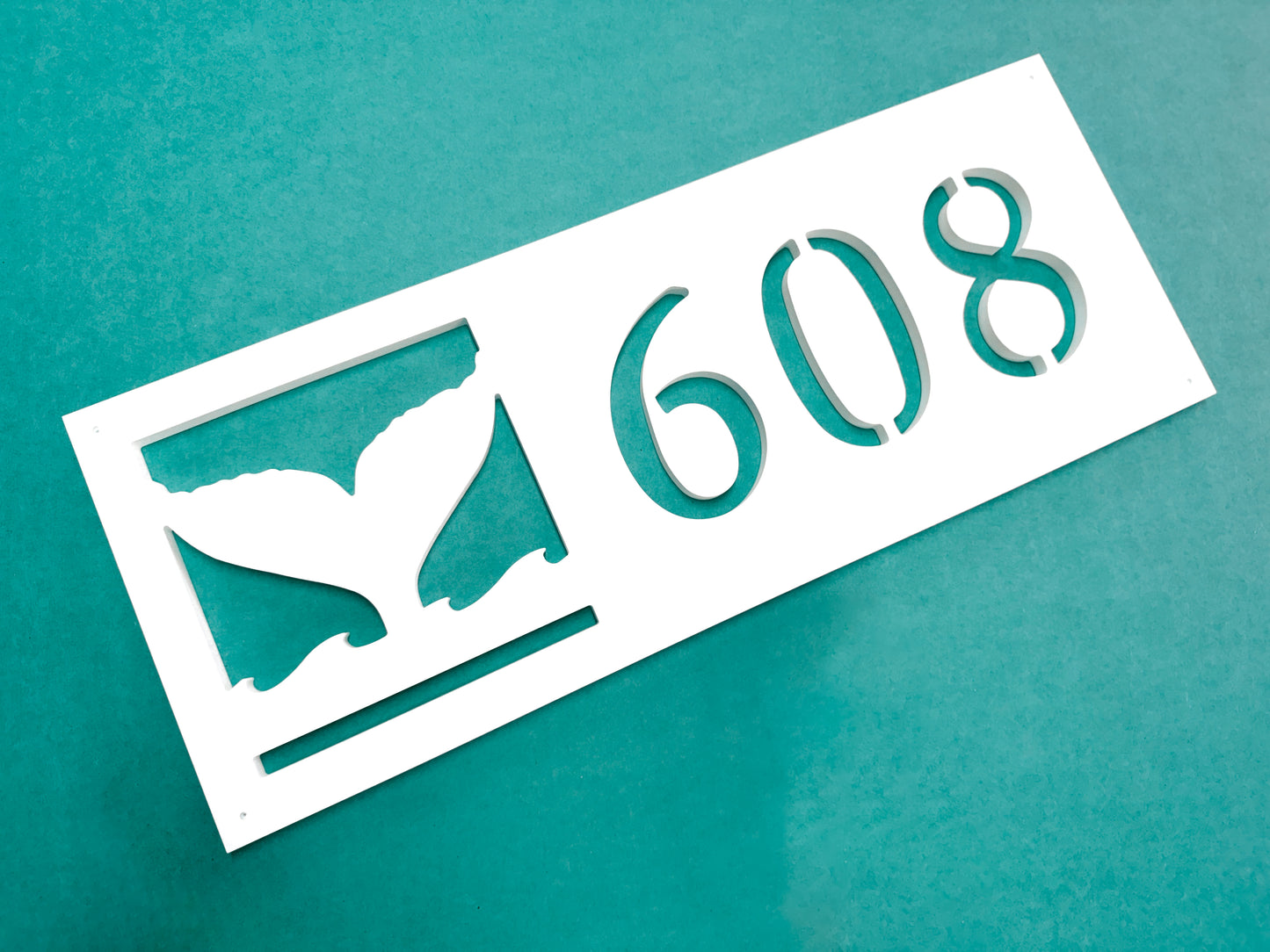 Weatherproof Whale Tail Address Sign for Beach House, House Numbers for Outdoor Coastal Home Decor
