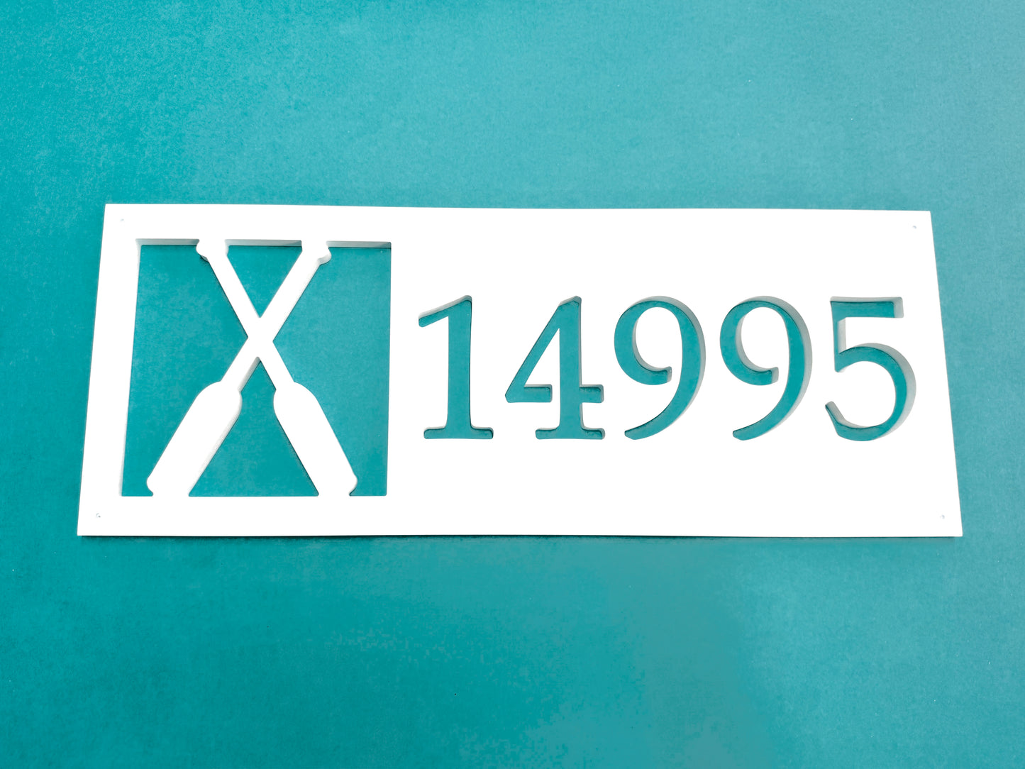 Weatherproof Crossed Paddles Address Sign, Coastal House Numbers with Canoe Oars, Exterior Nautical Home Decor