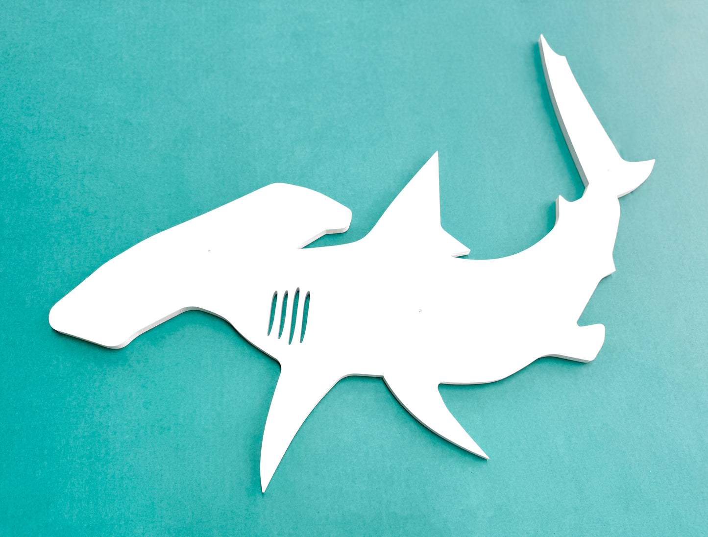 Large Weatherproof Hammerhead Shark Outdoor Wall Art Sign, Beach House Coastal Home Nautical Exterior Decor