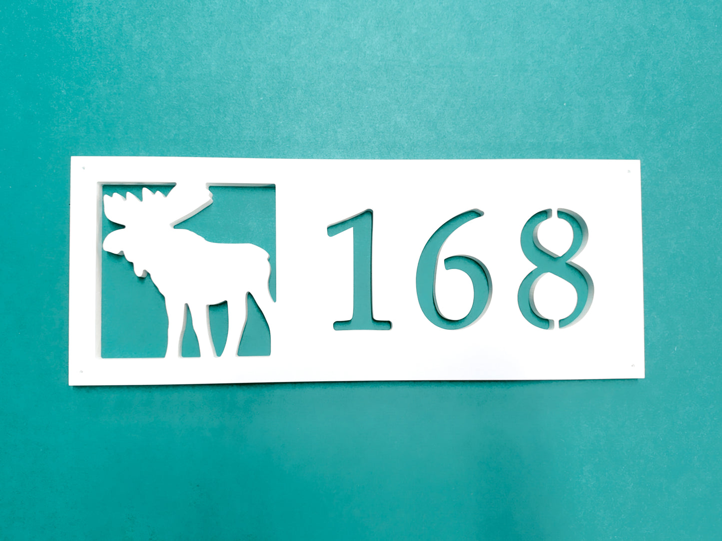 Weatherproof Bull Moose Address Sign, House Numbers with Moose Antlers, Exterior Woodland Animal Address Plaque, Hunting Cabin Decor