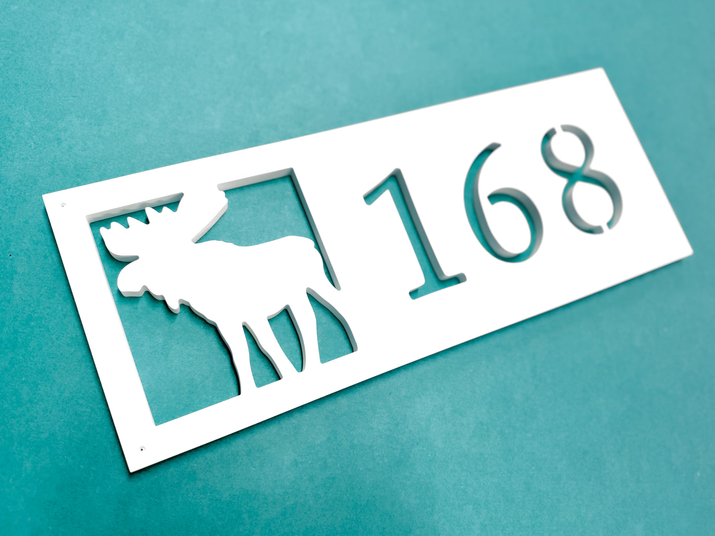 Weatherproof Bull Moose Address Sign, House Numbers with Moose Antlers, Exterior Woodland Animal Address Plaque, Hunting Cabin Decor