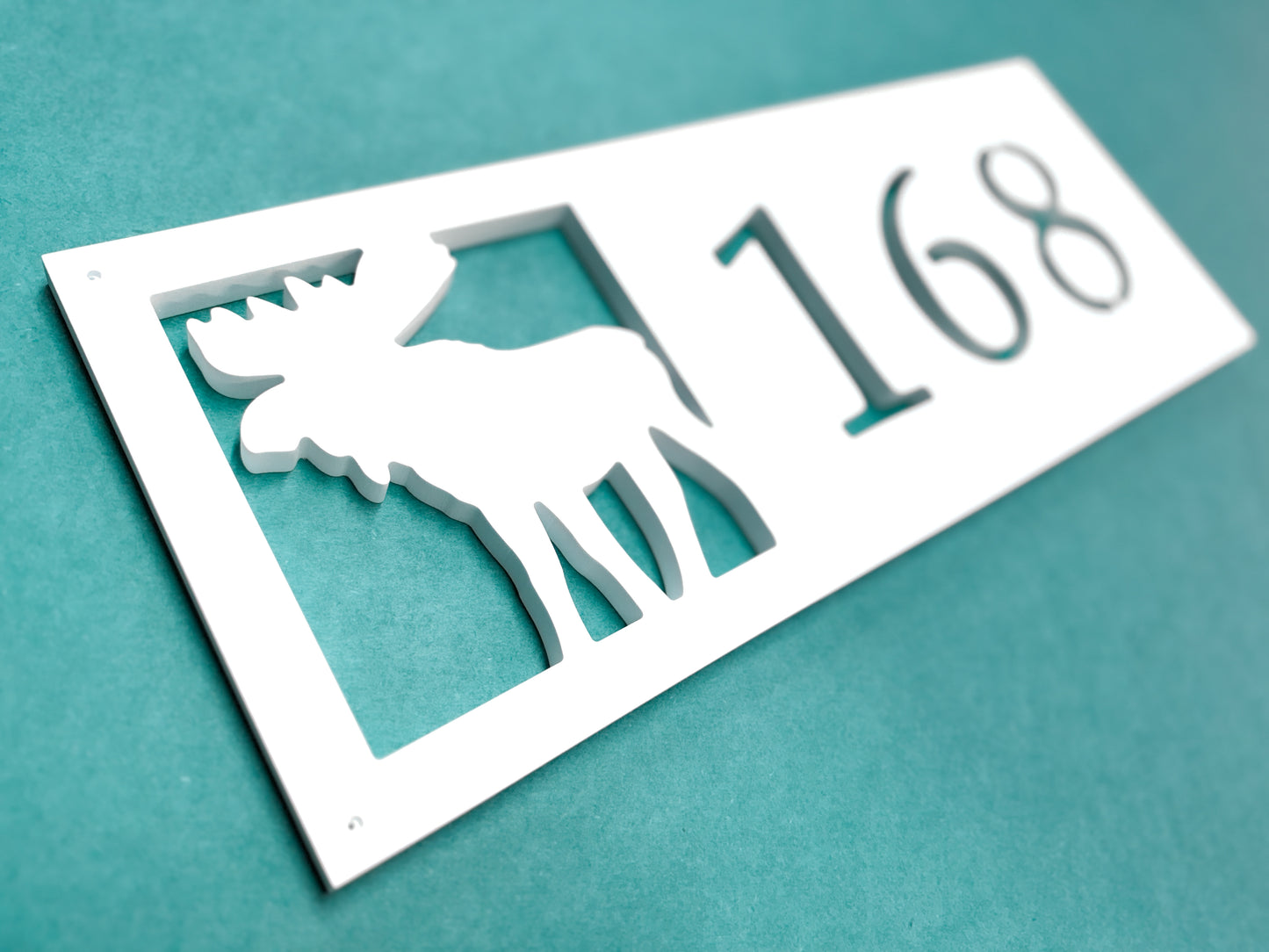 Weatherproof Bull Moose Address Sign, House Numbers with Moose Antlers, Exterior Woodland Animal Address Plaque, Hunting Cabin Decor