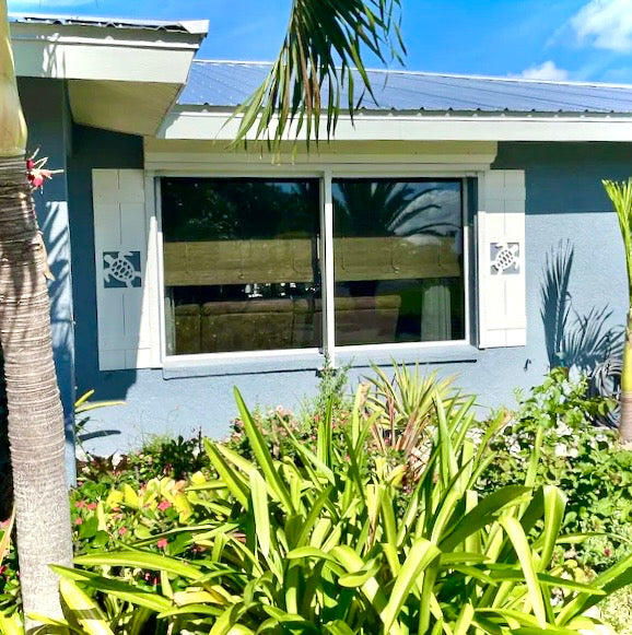 Weatherproof Sea Turtle Window Shutters – Custom Beach House & Coastal Home Exterior Nautical Shutters (Sold Individually)