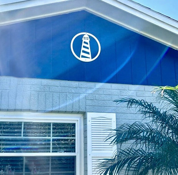 Weatherproof Lighthouse Wall Art Sign – Nautical Beach House Outdoor Coastal Décor