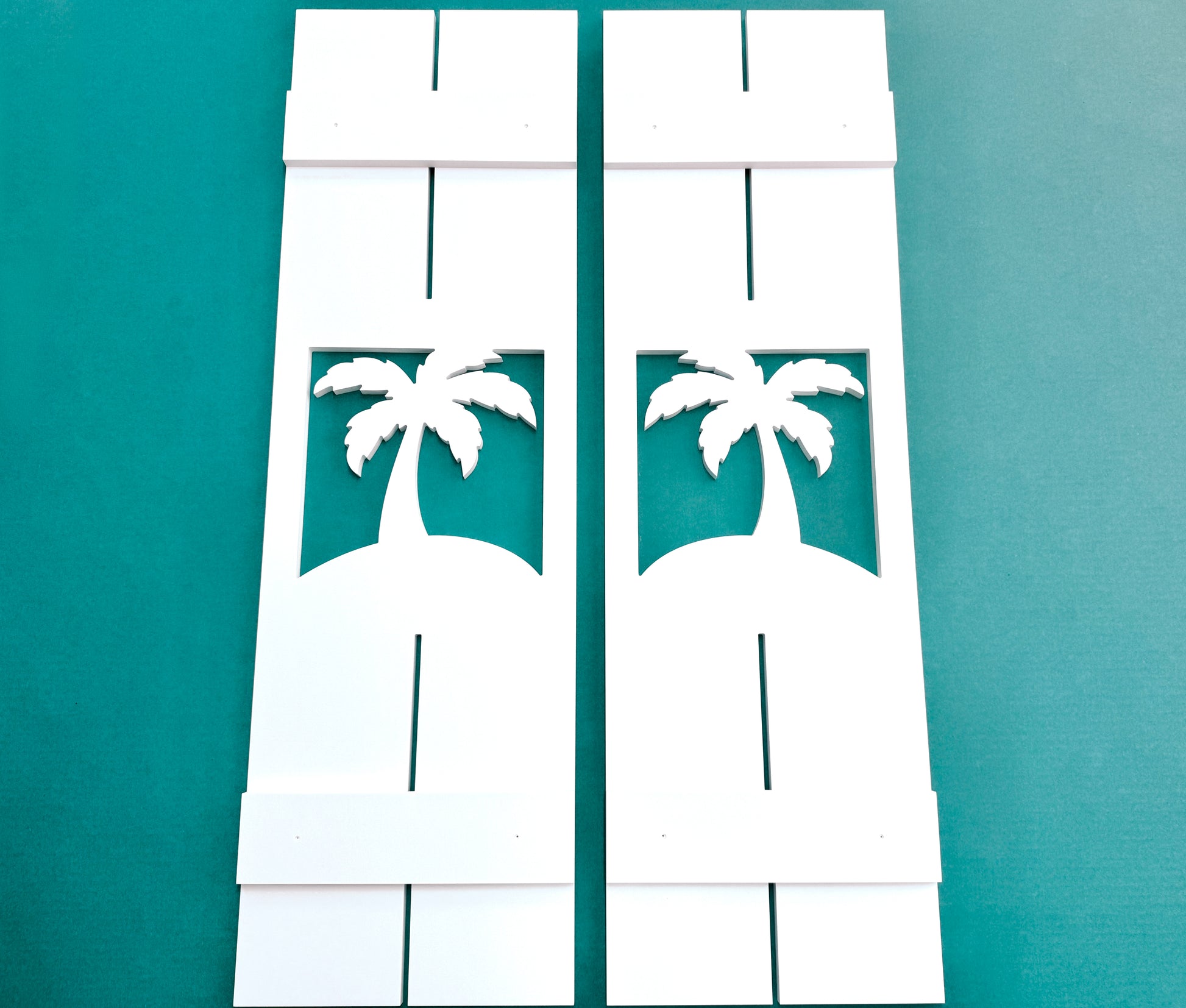 tropical palm tree shutters, exterior coastal beach house decor