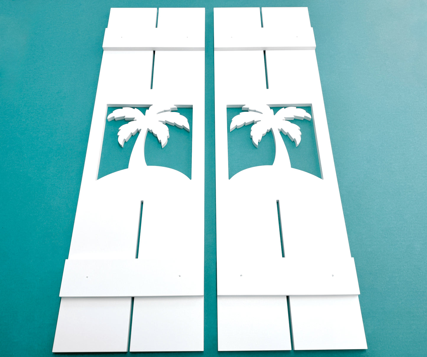 Weatherproof Palm Tree Window Shutters – Custom Beach House & Coastal Home Exterior Tropical Shutters (Sold Individually)