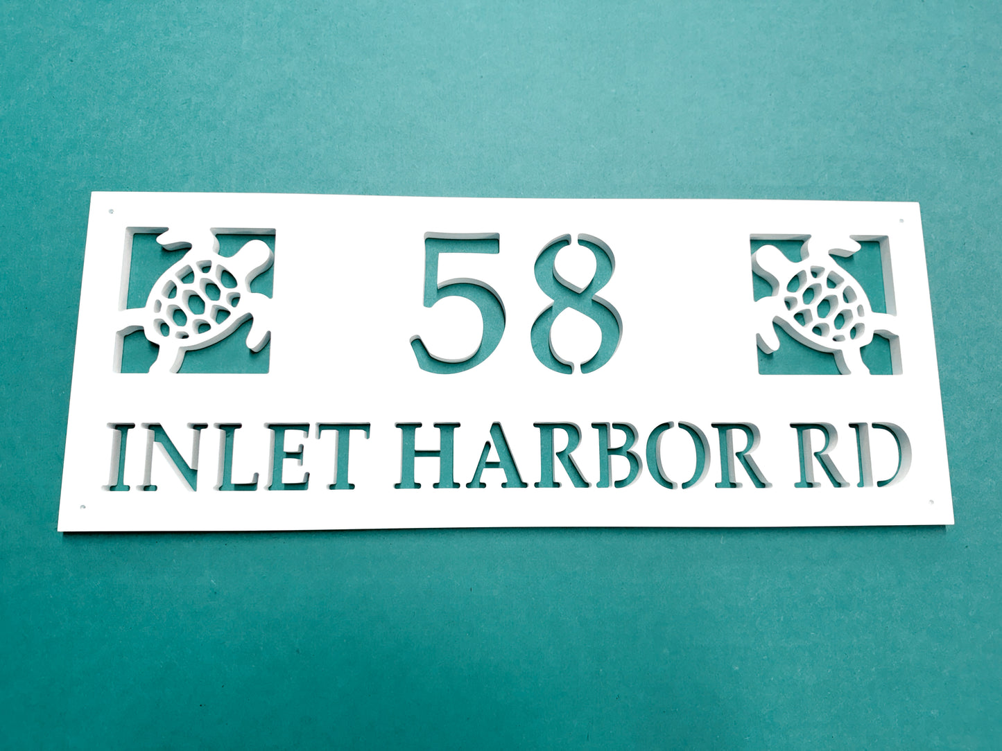 Weatherproof Sea Turtle Address Sign – Custom Nautical House Number & Street Name Plaque for Coastal Beach Homes