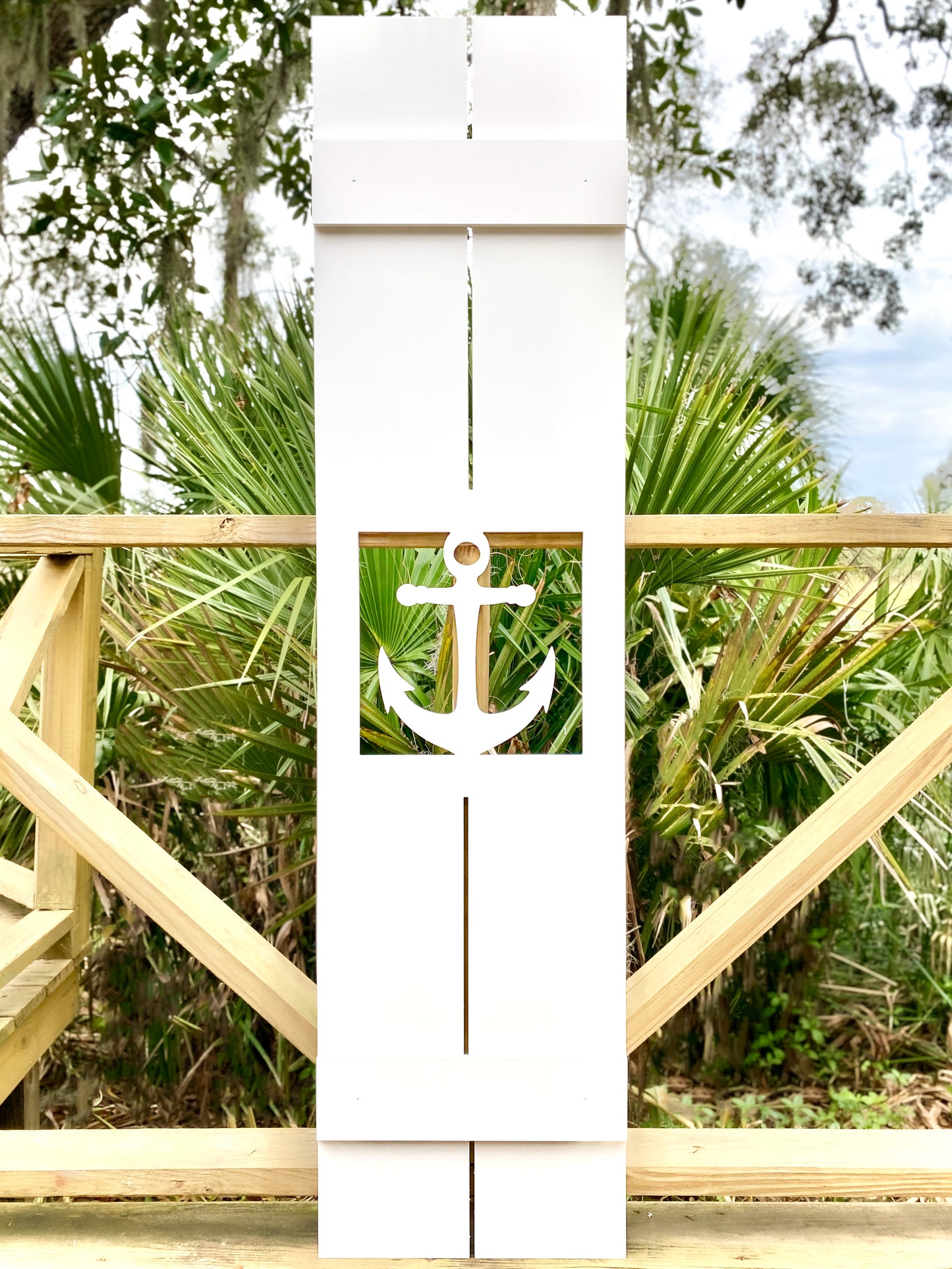 Nautical Anchor Exterior Window Shutters – Custom Weatherproof PVC Shutters for Beach Houses & Coastal Homes (Sold Individually)