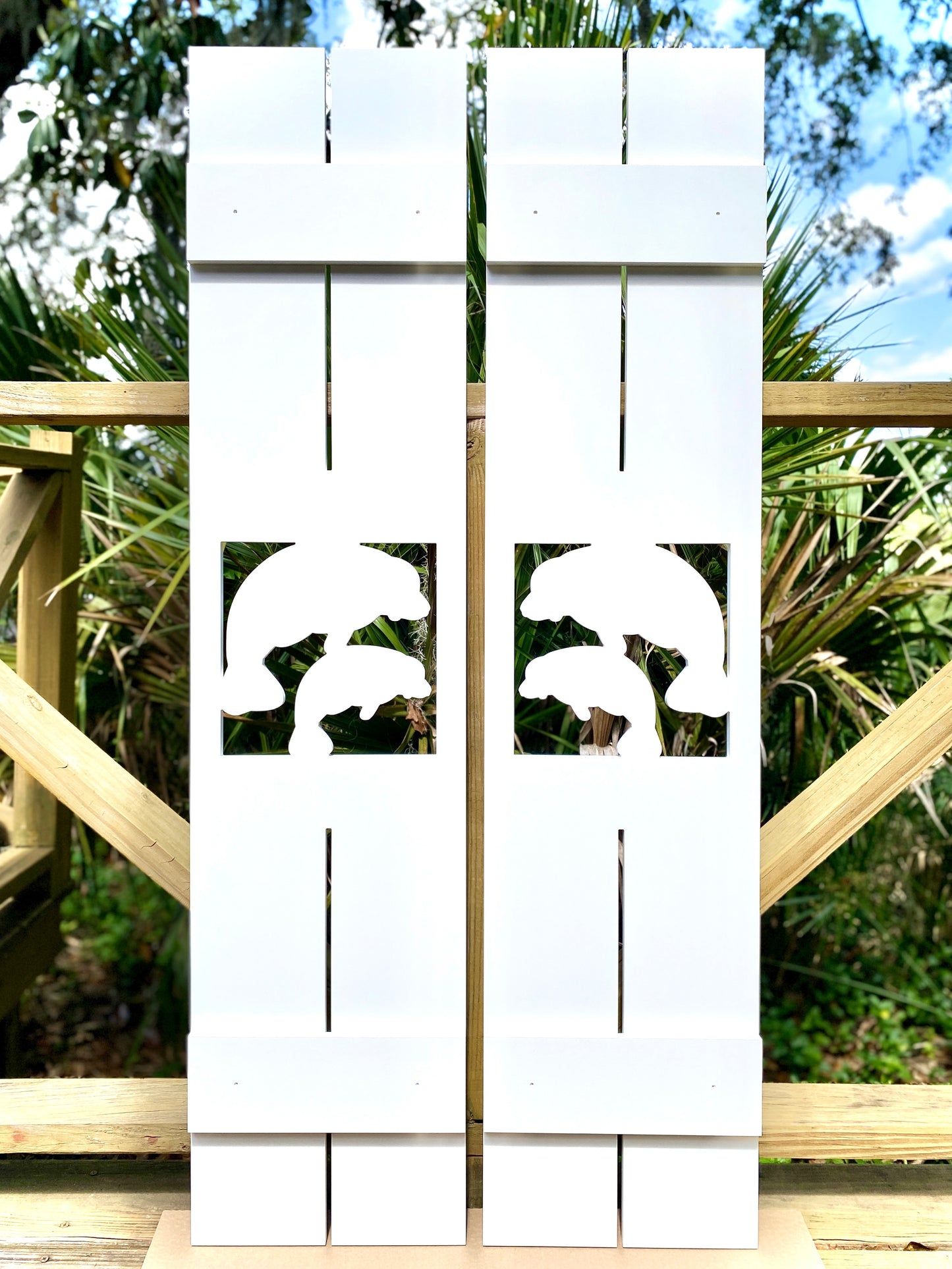 Weatherproof Manatee Window Shutters – Custom Coastal Home River House Exterior Shutters (Sold Individually)