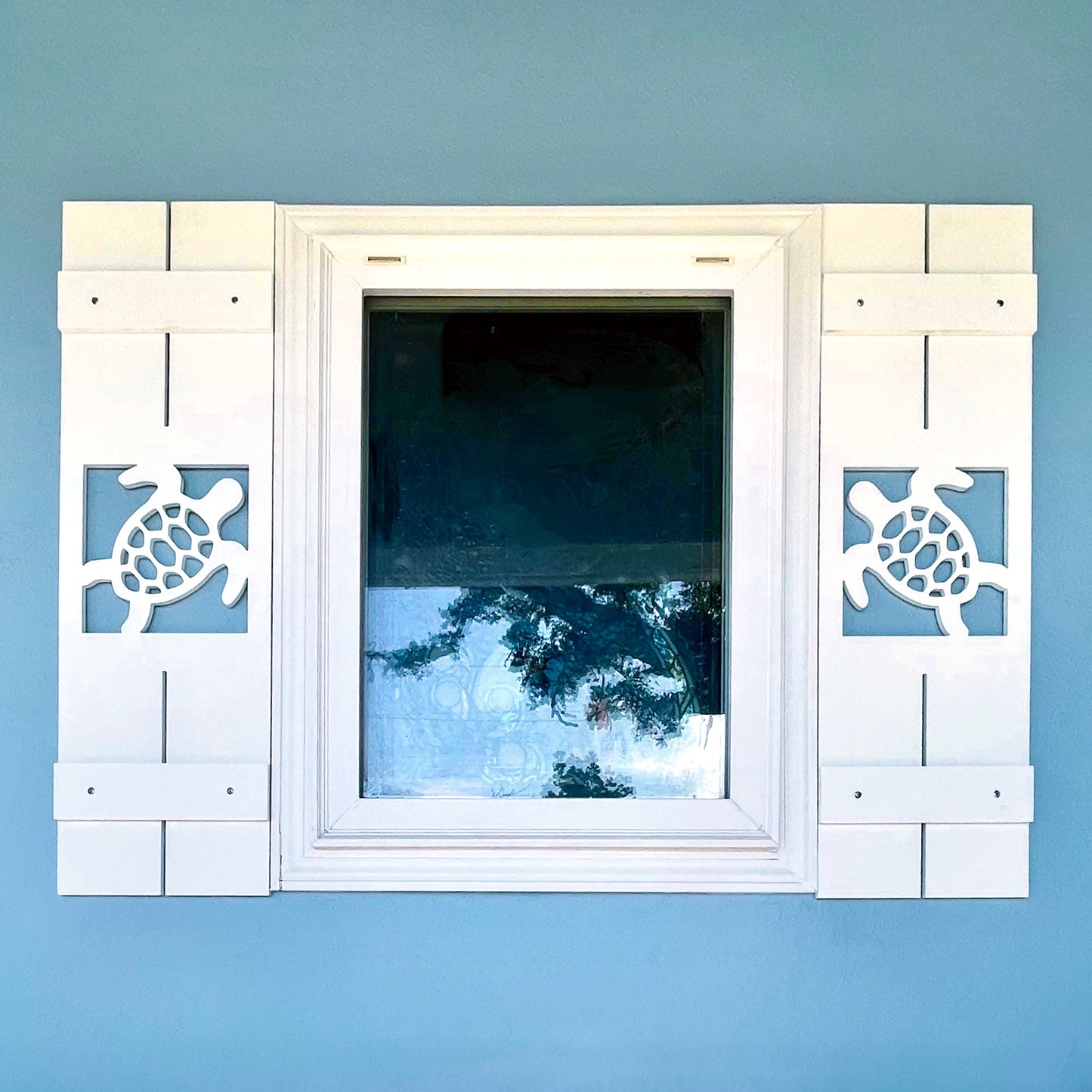 Weatherproof Sea Turtle Window Shutters – Custom Beach House & Coastal Home Exterior Nautical Shutters (Sold Individually)