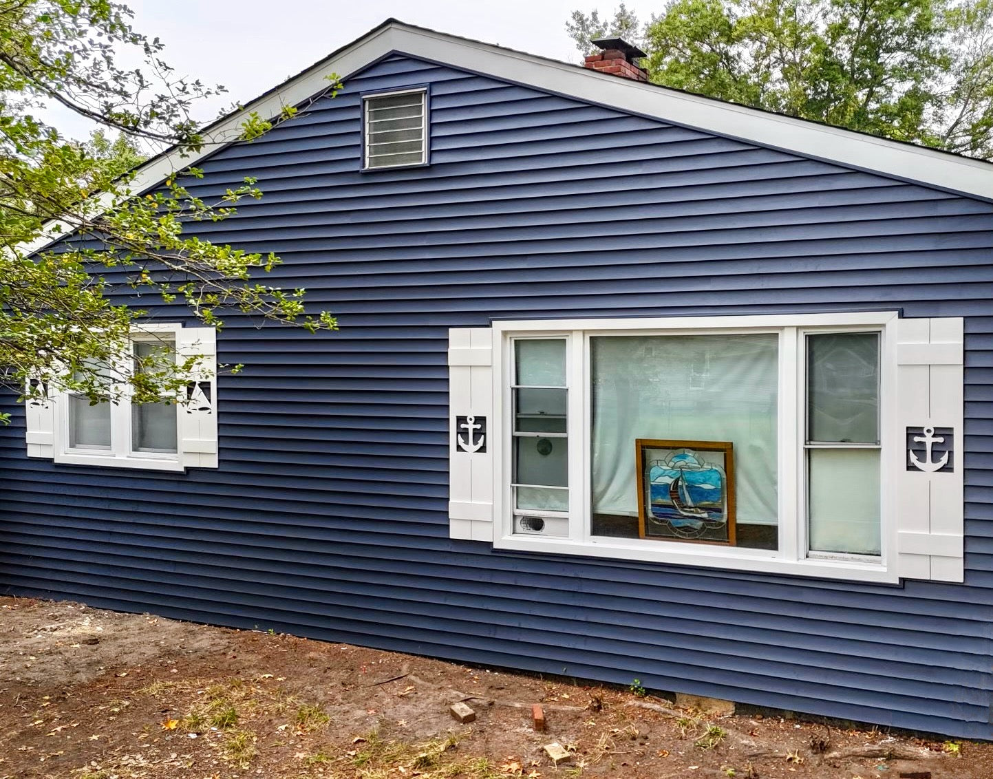 Nautical Anchor Exterior Window Shutters – Custom Weatherproof PVC Shutters for Beach Houses & Coastal Homes (Sold Individually)