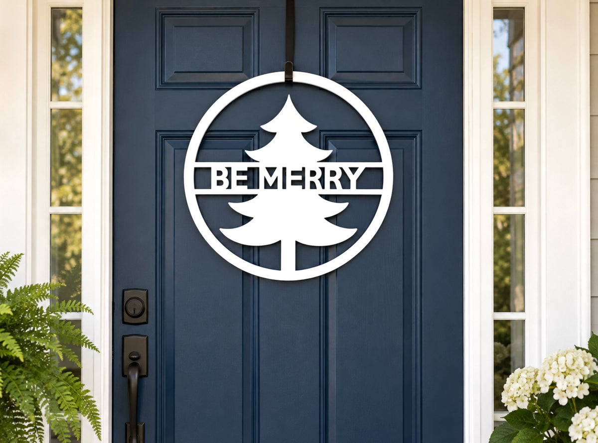 Custom Holiday Christmas Tree Door Hanger with Personalized Text