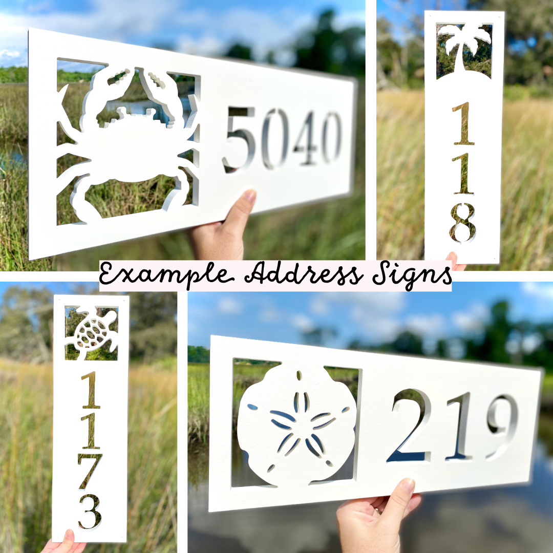 Weatherproof Crab Address Sign for Beach House, Coastal House Numbers, Outdoor Nautical Home Decor