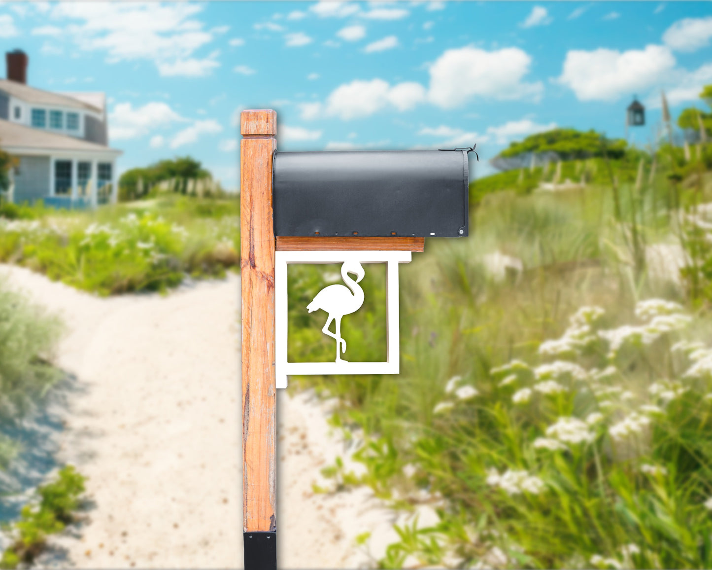 tropical flamingo mailbox bracket, outdoor beach house mailbox decor
