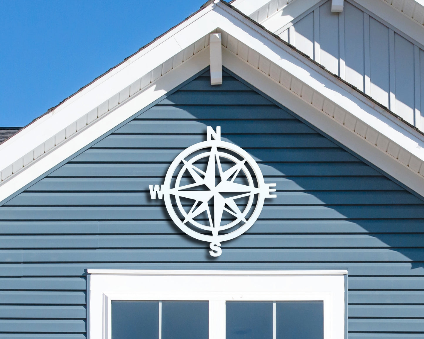 compass rose wall sign, outdoor nautical decor, weatherproof compass rose wall art.