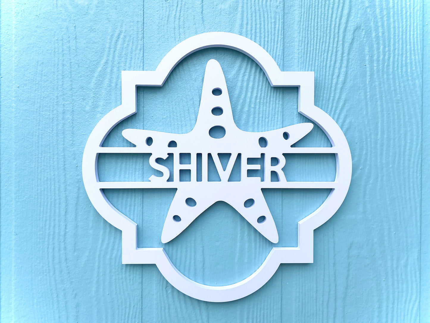 Custom Starfish Front Door Hanger, Weatherproof Beach House Wreath Sign with Custom Text, Starfish Welcome Sign, Outdoor Coastal Home Decor