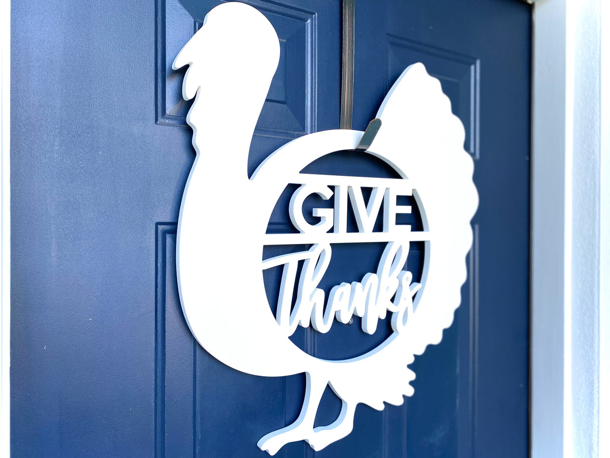 Give Thanks Turkey Door Hanger: Weatherproof Thanksgiving Decor