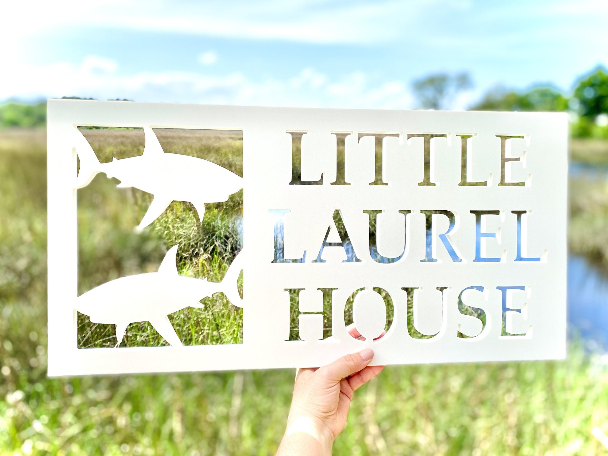Custom Shark House Sign, Weatherproof Personalized Home Name, Coastal Beach House Decor, Outdoor Exterior PVC Sign