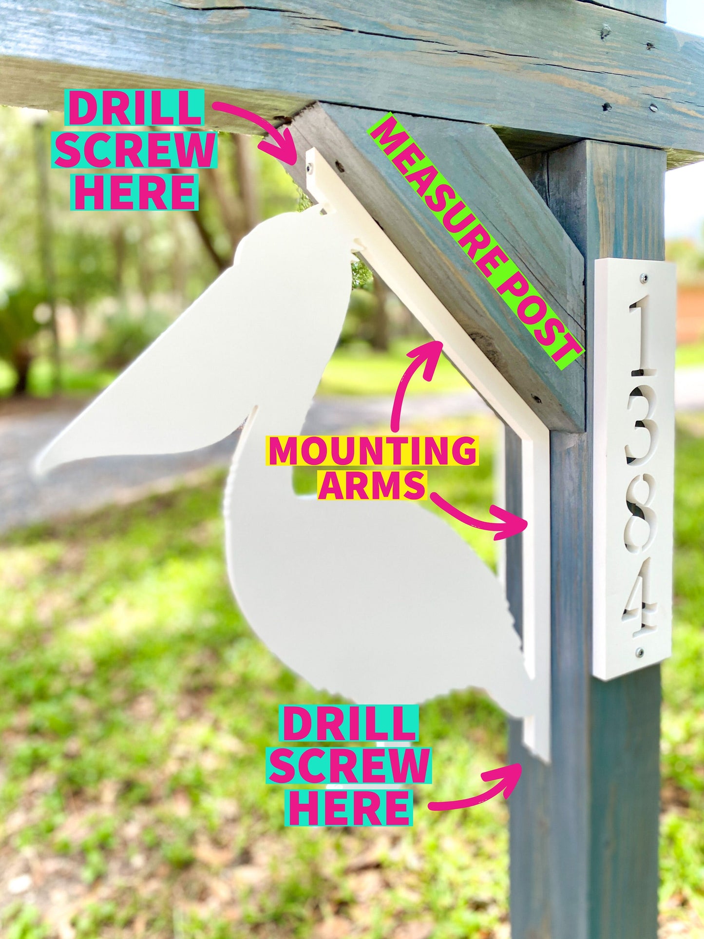 Mermaid Mailbox Bracket for 45 Degrees Angle Post, Mailbox Decor, Weatherproof PVC Beach House Decor, Coastal Home Decor Yard Art