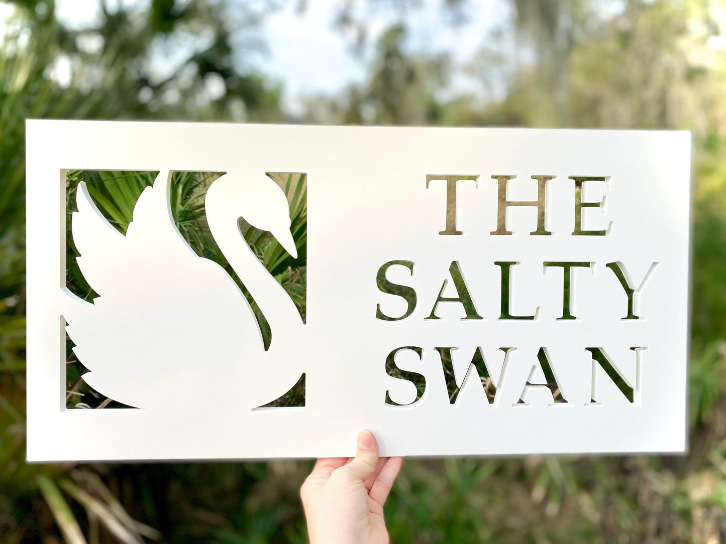 Swan House Name Sign, Weatherproof Personalized Home Name, Lake House Sign, River Home Sign, Outdoor Exterior PVC Sign