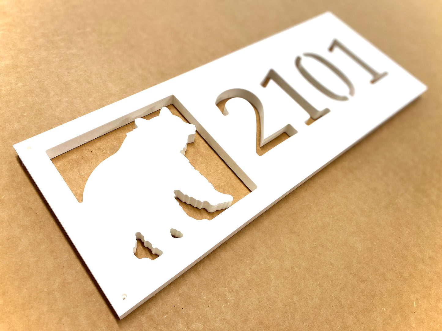 Bear Address Sign, Weatherproof PVC Horizontal House Numbers, Mountain House Sign, Modern Cabin Decor, Woodland Animal Address Plaque