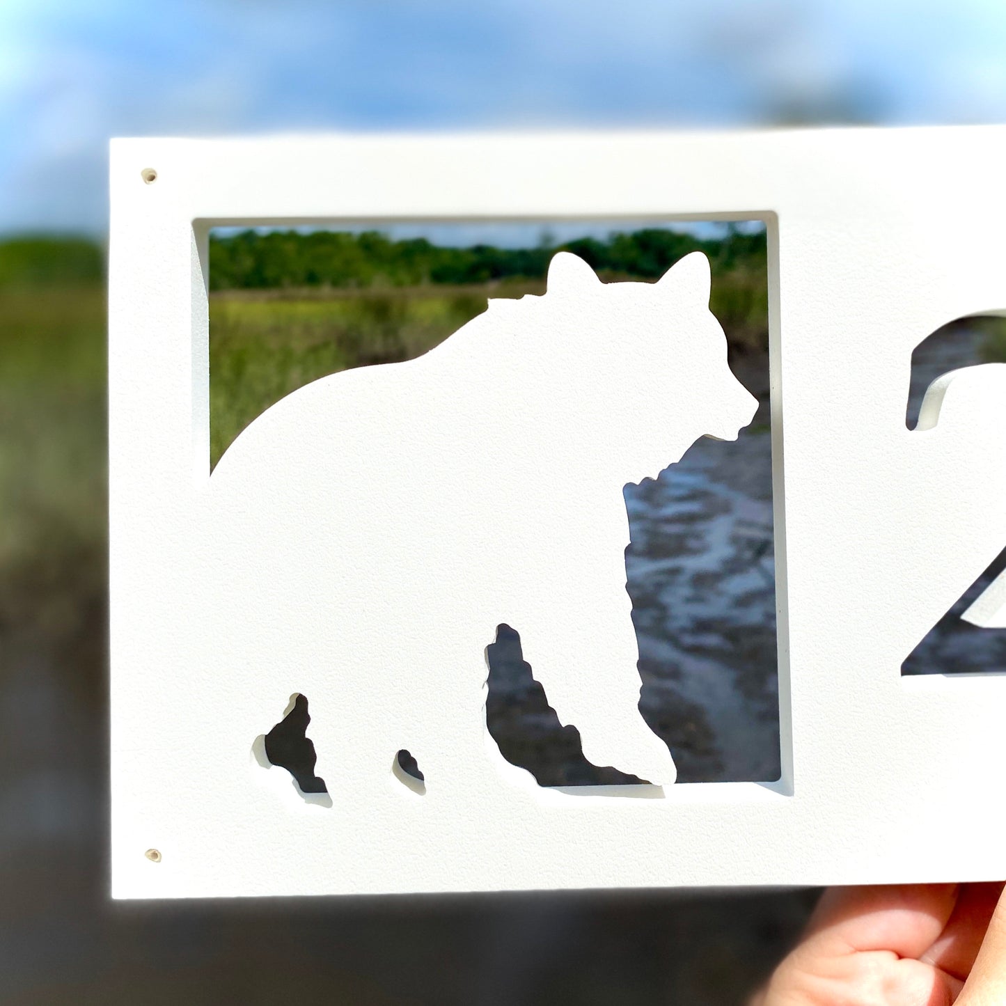Bear Address Sign, Weatherproof PVC Horizontal House Numbers, Mountain House Sign, Modern Cabin Decor, Woodland Animal Address Plaque