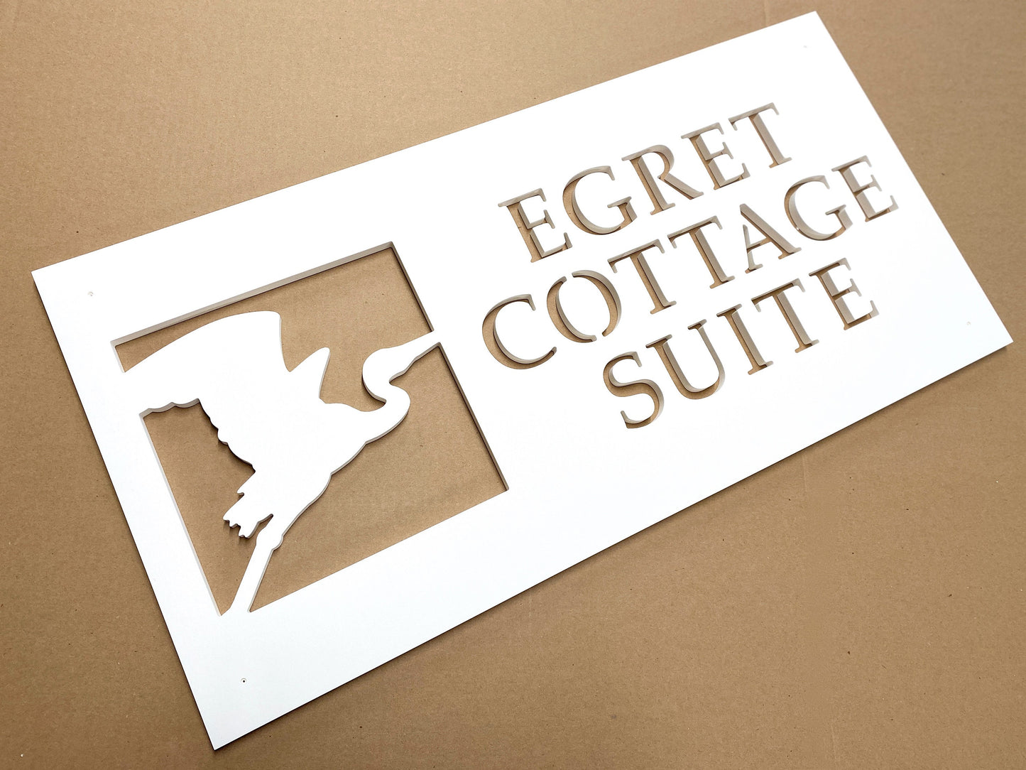 Custom Egret Bird House Name Sign, Personalized Home Name for Beach House, Outdoor Coastal Home Decor, Weatherproof Heron House Sign