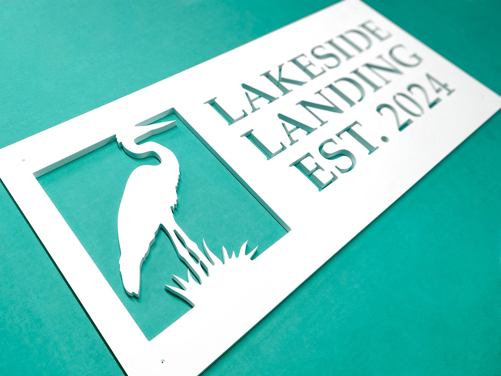 Custom Heron House Name Sign, Weatherproof Personalized Home Name, Coastal Beach House Decor, Outdoor Exterior PVC Sign, Marsh Bird Decor