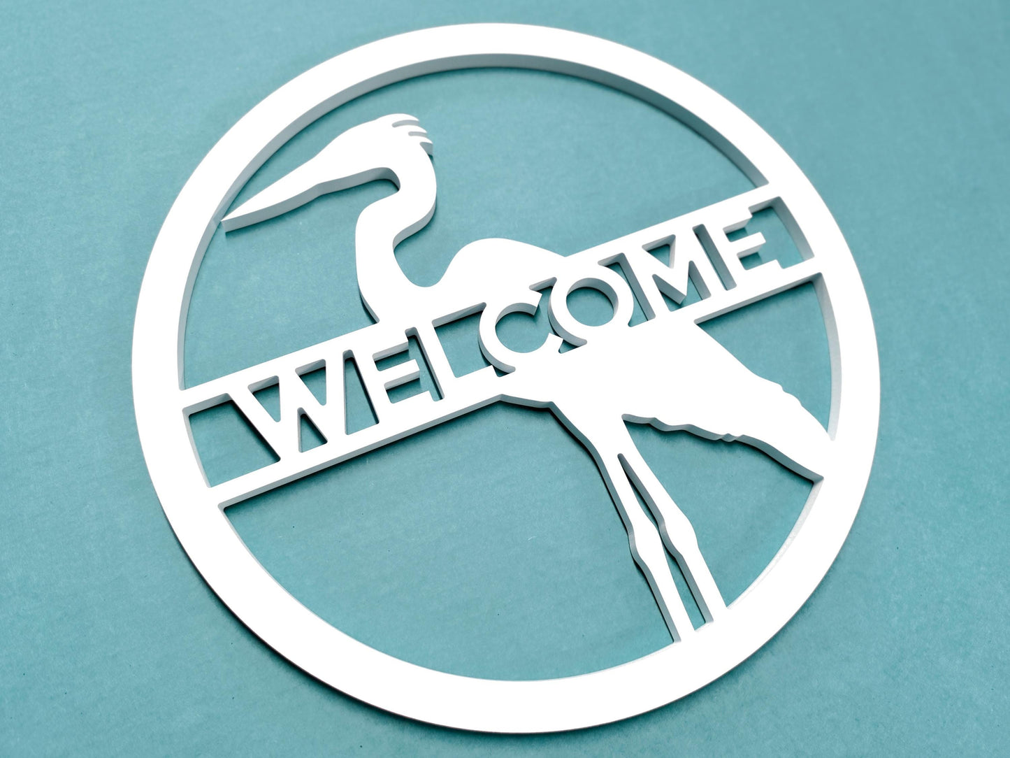 Weatherproof PVC Heron Front Door Hanger, Coastal Beach House Decor, Lake House Sign, River Life Home Decor, Blue Heron Welcome Sign
