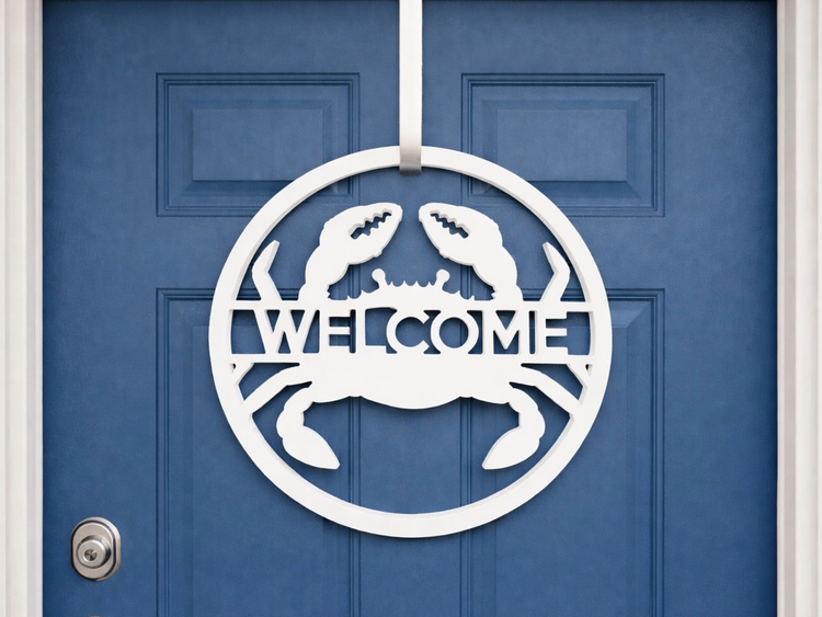 weatherproof PVC Front door hanger, outdoor coastal beach house decor, nautical welcome sign