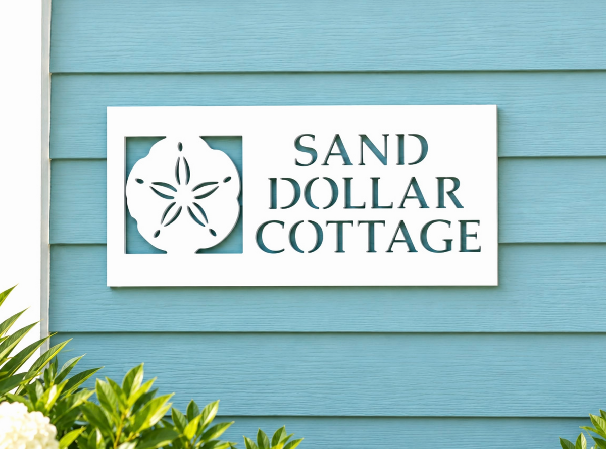 Custom outdoor house name sign, weatherproof personalized coastal beach house and nautical exterior home sign