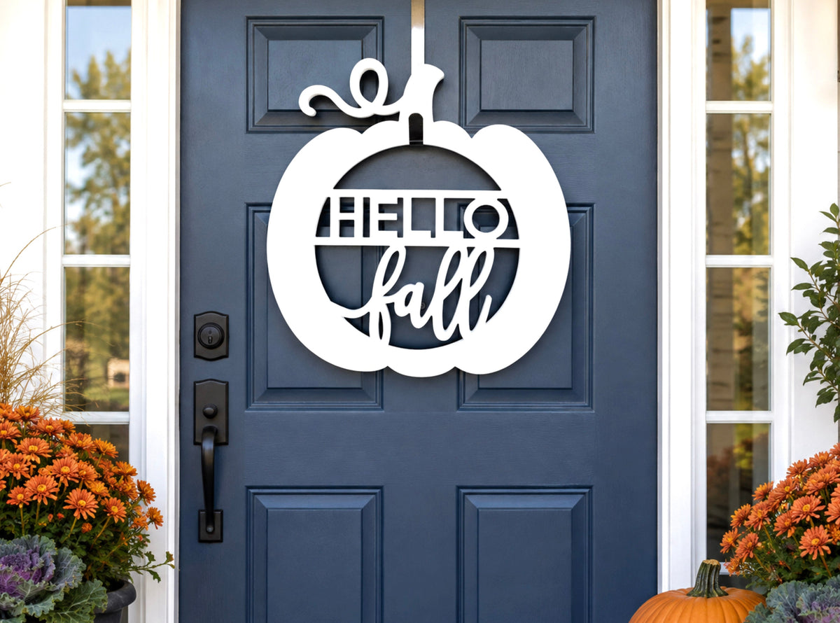 Weatherproof seasonal door hangers for fall, Halloween and Christmas front door decor